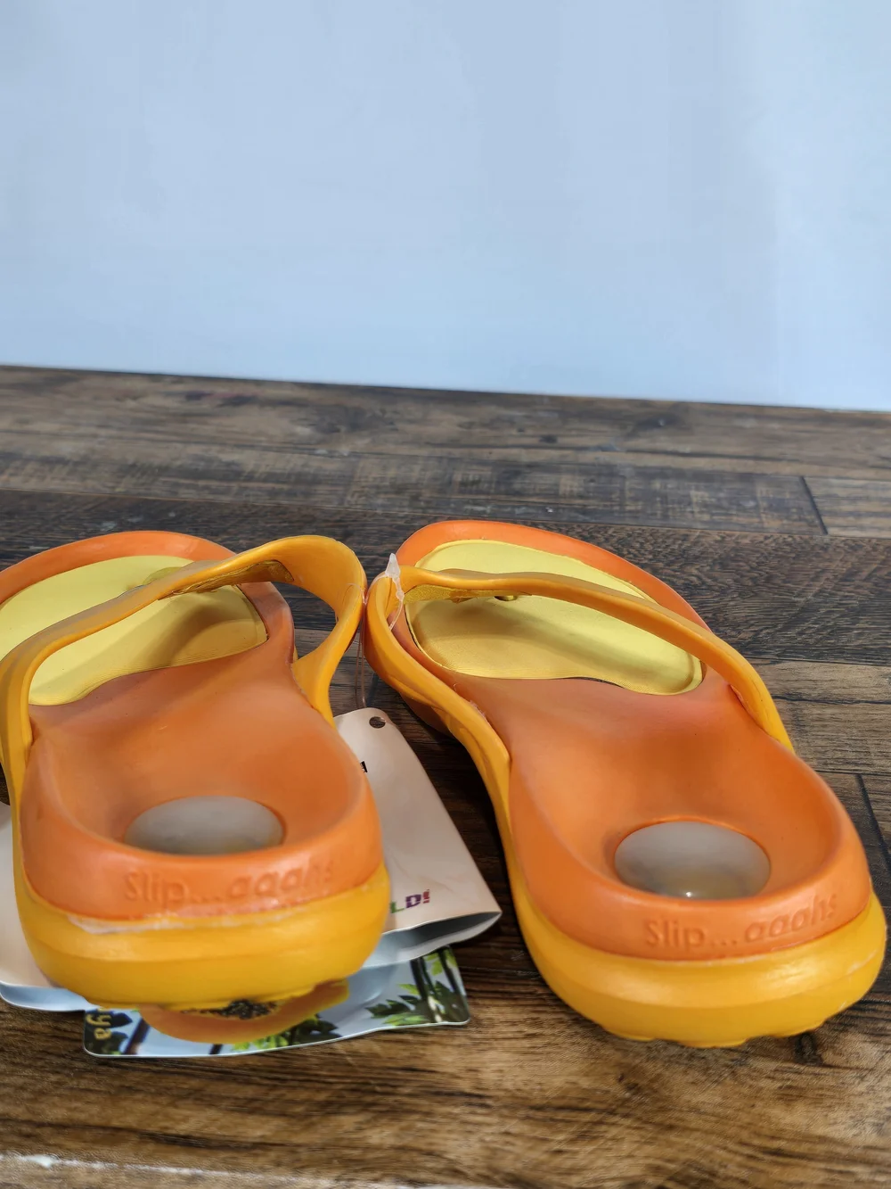 Kids Orange & Yellow Flip Flops Slide Sandals Size 5